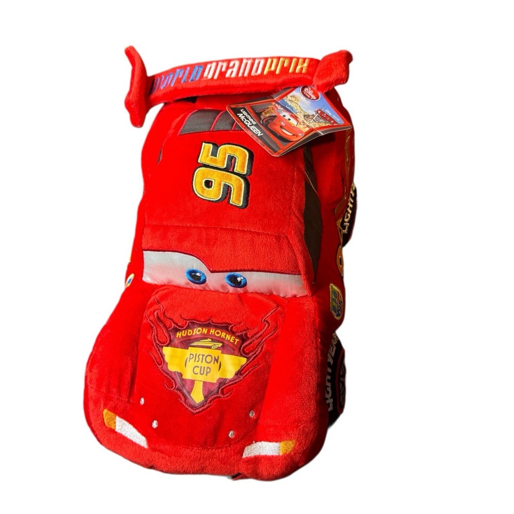 NWT Authentic Disney Store Cars 2 World Grand Prix Lightning McQueen Plush RARE - Picture 5 of 8